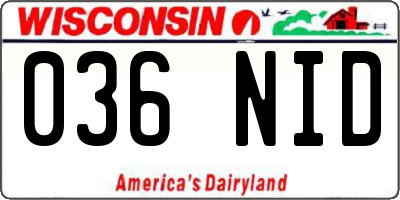 WI license plate 036NID