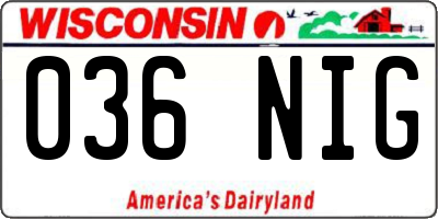 WI license plate 036NIG