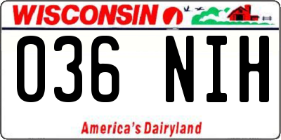 WI license plate 036NIH