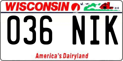 WI license plate 036NIK