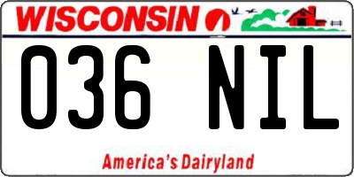 WI license plate 036NIL