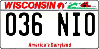 WI license plate 036NIO