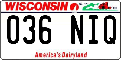 WI license plate 036NIQ