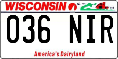 WI license plate 036NIR