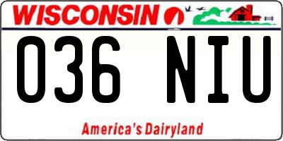 WI license plate 036NIU