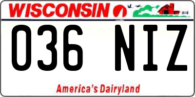 WI license plate 036NIZ