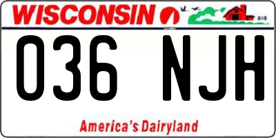 WI license plate 036NJH