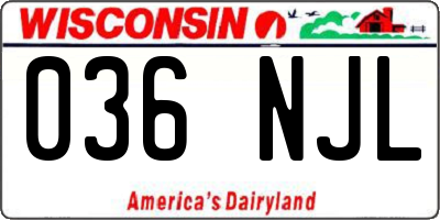 WI license plate 036NJL