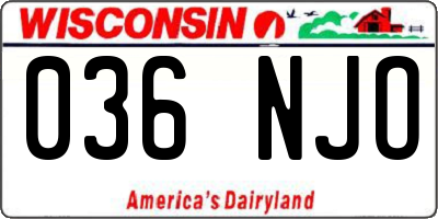 WI license plate 036NJO