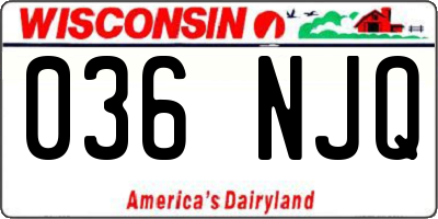 WI license plate 036NJQ