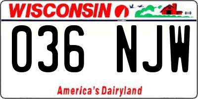 WI license plate 036NJW