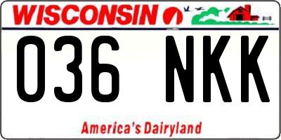WI license plate 036NKK