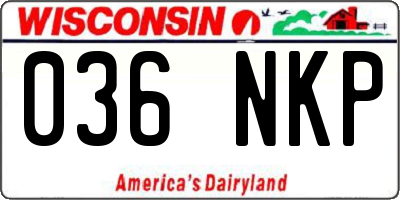 WI license plate 036NKP