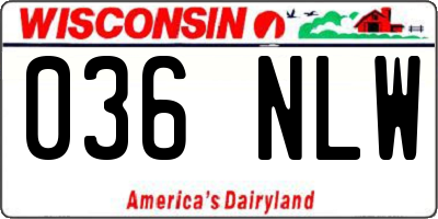 WI license plate 036NLW