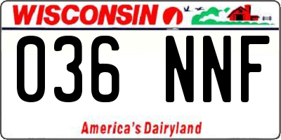 WI license plate 036NNF