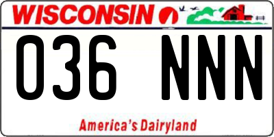 WI license plate 036NNN