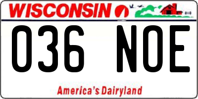 WI license plate 036NOE