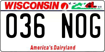 WI license plate 036NOG