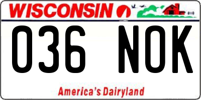 WI license plate 036NOK