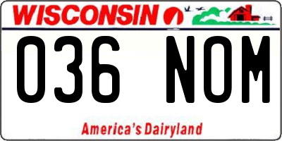 WI license plate 036NOM