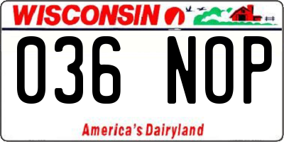 WI license plate 036NOP