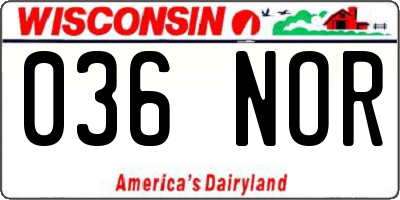 WI license plate 036NOR