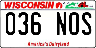 WI license plate 036NOS
