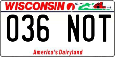 WI license plate 036NOT