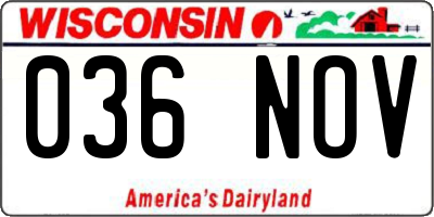 WI license plate 036NOV