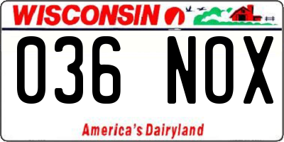 WI license plate 036NOX
