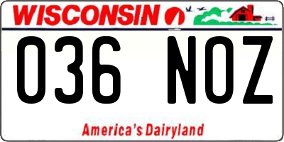 WI license plate 036NOZ
