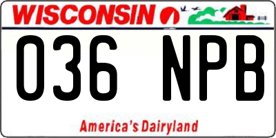 WI license plate 036NPB