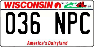 WI license plate 036NPC