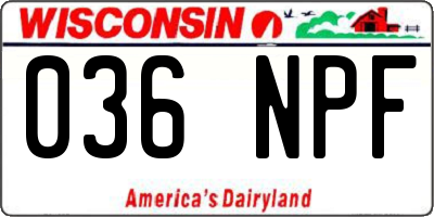 WI license plate 036NPF