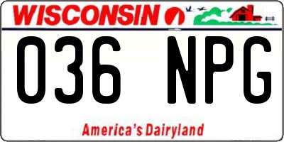 WI license plate 036NPG