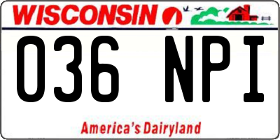 WI license plate 036NPI