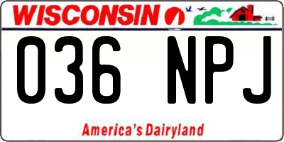 WI license plate 036NPJ