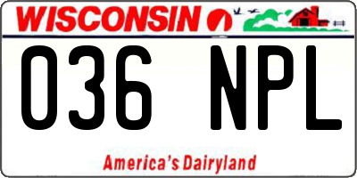 WI license plate 036NPL