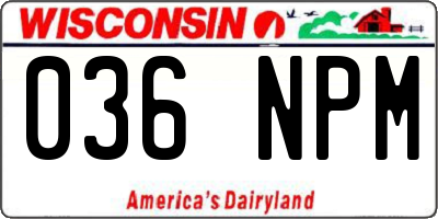 WI license plate 036NPM