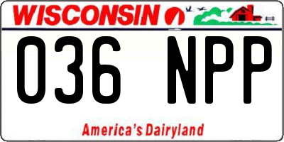 WI license plate 036NPP