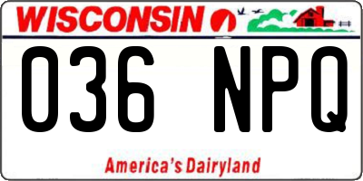 WI license plate 036NPQ