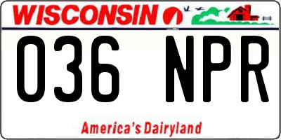 WI license plate 036NPR