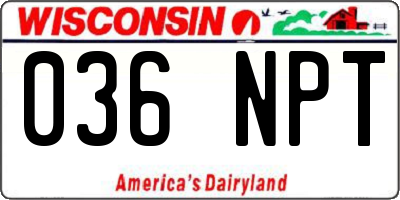 WI license plate 036NPT