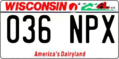 WI license plate 036NPX