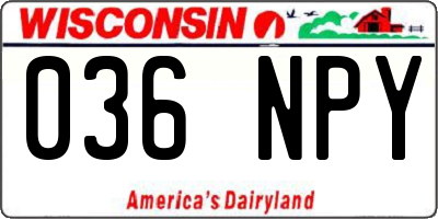 WI license plate 036NPY
