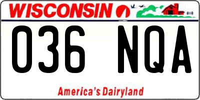 WI license plate 036NQA