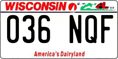 WI license plate 036NQF