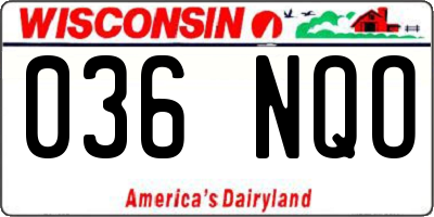 WI license plate 036NQO