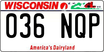 WI license plate 036NQP