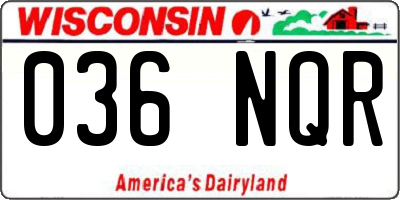 WI license plate 036NQR